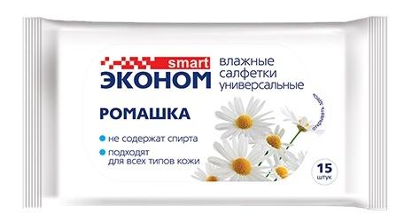 Очищающие универсальные влажные салфетки Smart Эконом Ромашка, 15 шт