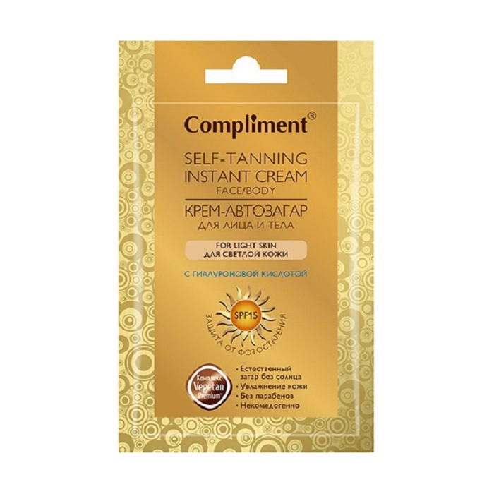 Крем-автозагар для лица и тела для светлой кожи Compliment SPF 15, 15 мл